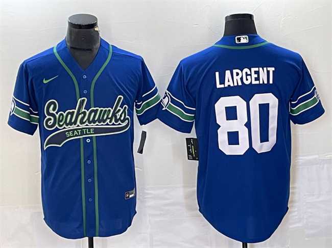 Men%27s Seattle Seahawks #80 Steve Largent Royal Throwback Cool Base Stitched Baseball Jersey->youth nfl jersey->Youth Jersey